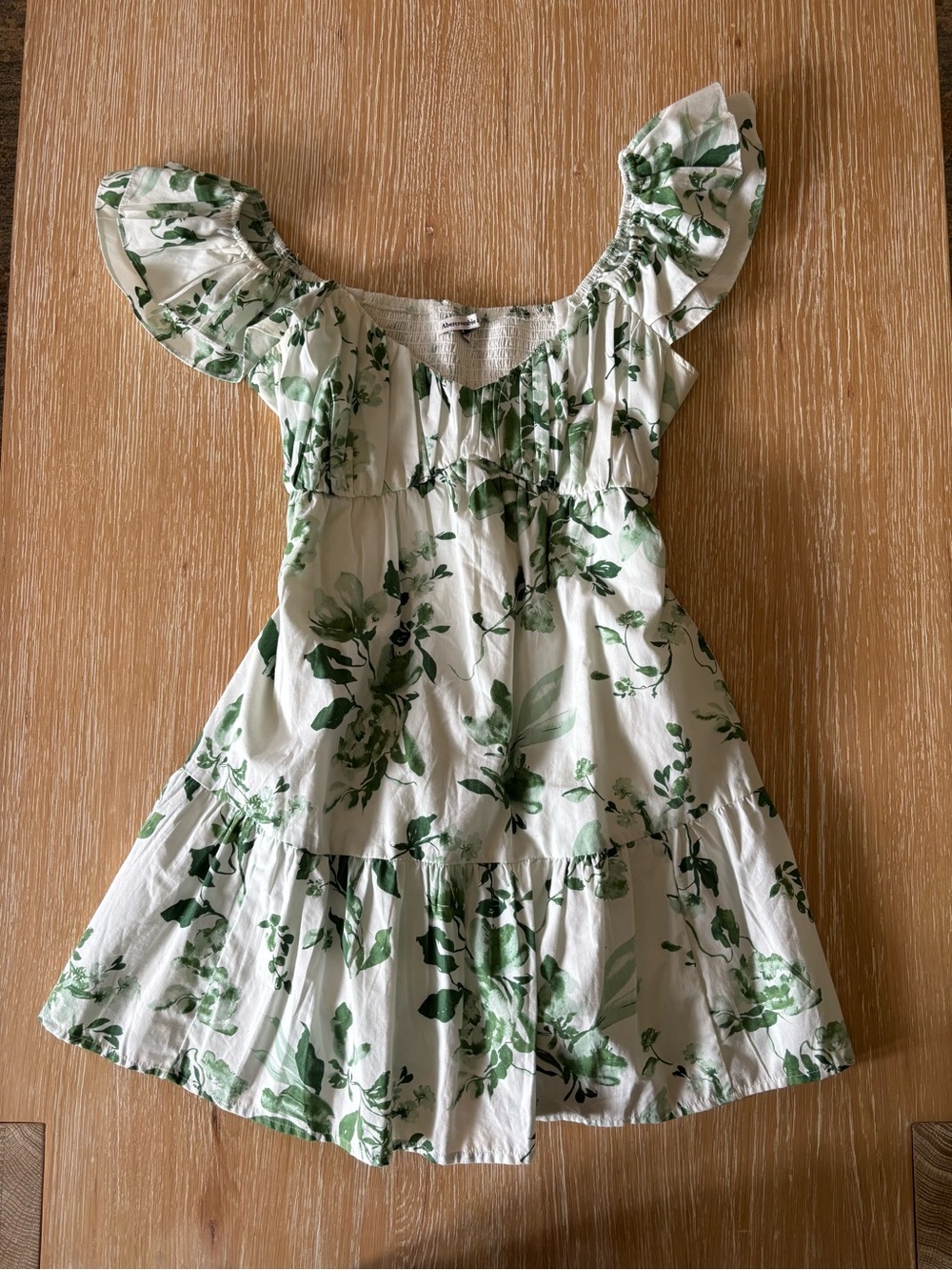 Abercrombie & Fitch White Dress with Green Floral Print